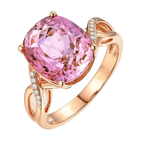 Romantic Luxury Pink Crystal Rings For Women Creative Ladies Rose Gold Finger Ring Jewelry Female Wedding Party Jewelry Gifts - Boom Boom London