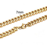 CUBAN LINK 3 TO 7 MM STAINLESS STEEL NECKLACE FOR MEN CHOKER JEWELRY - Boom Boom London