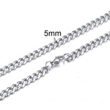 CUBAN LINK 3 TO 7 MM STAINLESS STEEL NECKLACE FOR MEN CHOKER JEWELRY - Boom Boom London