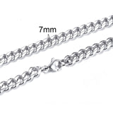 CUBAN LINK 3 TO 7 MM STAINLESS STEEL NECKLACE FOR MEN CHOKER JEWELRY - Boom Boom London