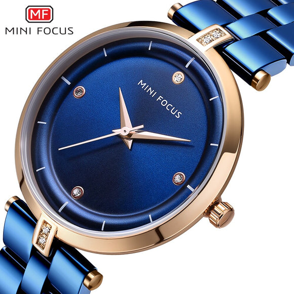 MINI FOCUS Women Watches Top Luxury Brand Blue Fashion Lady Charm Dress Wristwatch Waterproof Simple Style Ladies Gift Clock - Boom Boom London