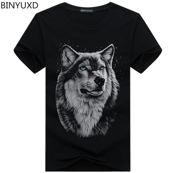 BINYUXD New Summer Brand large size 3D Wolf head T-shirt man round collar short sleeve T-shirt men fashion t shirt short sleeves - Boom Boom London