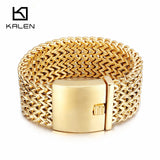 Kalen New Stainless Steel Link Chain Bracelets High Polished Dubai Gold Mesh Bracelets Men Cool Jewelry Accessories Gifts - Boom Boom London