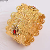 24k Gold Bangles for Women Gold Dubai Bride Zircon Wedding Ethiopian Bracelet Africa Bangle Arab Jewelry Zircon Gold bracelet - Boom Boom London