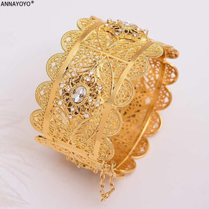 24k Gold Bangles for Women Gold Dubai Bride Zircon Wedding Ethiopian Bracelet Africa Bangle Arab Jewelry Zircon Gold bracelet - Boom Boom London