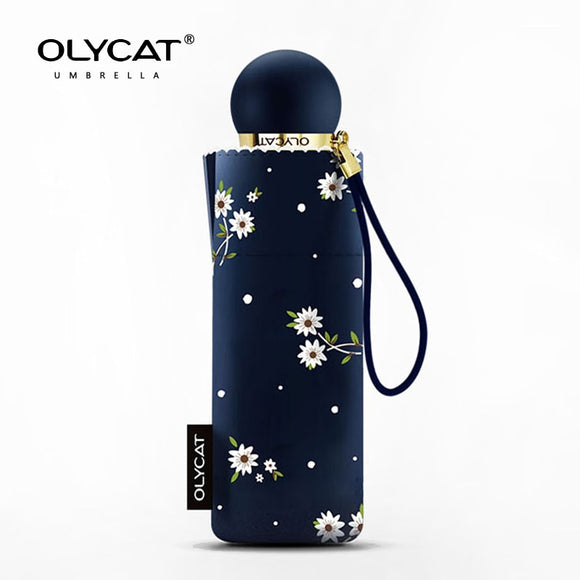 Olycat Mini Kids Umbrella Sunscreen Anti UV Five Folding Lace Umbrella Rain Women Flowers Fashion Sunshade 6K Travel Parasol - Boom Boom London