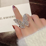 New design fashion jewelry opening high-grade copper inlaid zircon butterfly ring luxury shiny cocktail party ring for women - Boom Boom London