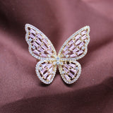 New design fashion jewelry opening high-grade copper inlaid zircon butterfly ring luxury shiny cocktail party ring for women - Boom Boom London