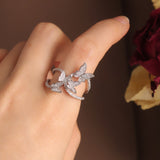 New design fashion jewelry opening high-grade copper inlaid zircon butterfly ring luxury shiny cocktail party ring for women - Boom Boom London