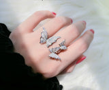 New design fashion jewelry opening high-grade copper inlaid zircon butterfly ring luxury shiny cocktail party ring for women - Boom Boom London