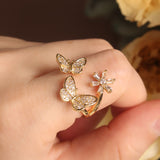 New design fashion jewelry opening high-grade copper inlaid zircon butterfly ring luxury shiny cocktail party ring for women - Boom Boom London