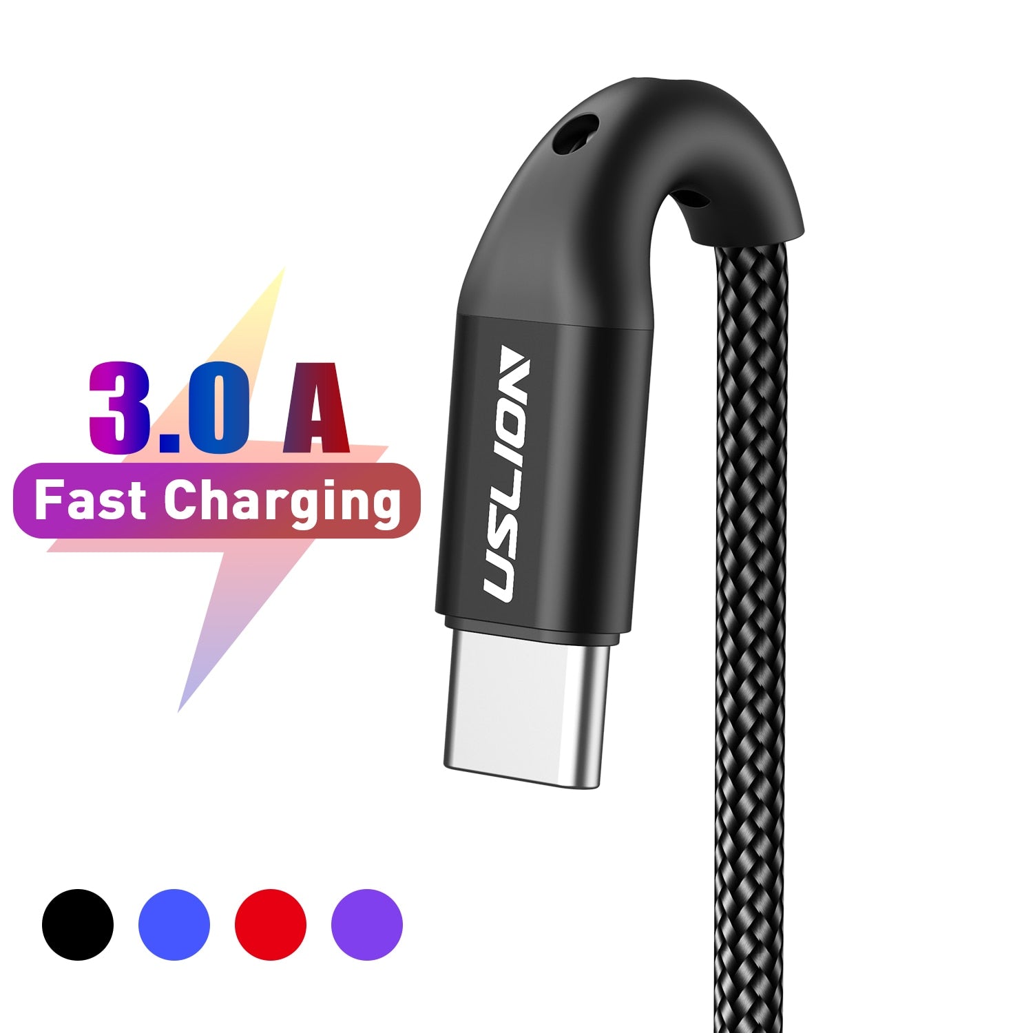 USLION 3A USB Type C Cable Fast Charging Wire for Samsung Galaxy S8 S9 Plus Xiaomi mi9 Huawei Mobile Phone USB C Charger Cable - Boom Boom London