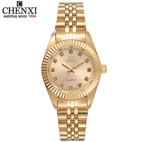 CHENXI Brand Top Luxury Ladies Gold Watch Women Golden Clock Female Women Dress Rhinestone Quartz Waterproof Watches Feminine - Boom Boom London