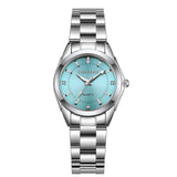 CHRONOS Women Stainless Steel Rhinestone Watch Silver Bracelet Quartz Waterproof Lady Business Analog Watches Pink Blue Dial - Boom Boom London