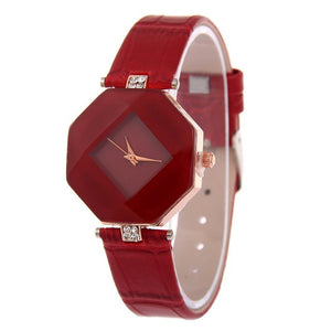 Women Watches Gem Cut Geometry Crystal Leather Quartz Wristwatch Fashion Dress Watch Ladies Gifts Clock Relogio Feminino 5 color - Boom Boom London