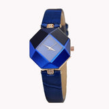 Women Watches Gem Cut Geometry Crystal Leather Quartz Wristwatch Fashion Dress Watch Ladies Gifts Clock Relogio Feminino 5 color - Boom Boom London