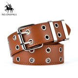 NO.ONEPAUL women belt Genuine Leather New Punk style fashion Pin Buckle jeans Decorative Belt Chain luxury brand belts for women - Boom Boom London