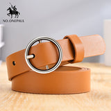 NO.ONEPAUL women belt Genuine Leather New Punk style fashion Pin Buckle jeans Decorative Belt Chain luxury brand belts for women - Boom Boom London