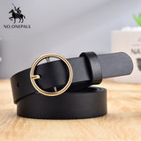 NO.ONEPAUL women belt Genuine Leather New Punk style fashion Pin Buckle jeans Decorative Belt Chain luxury brand belts for women - Boom Boom London