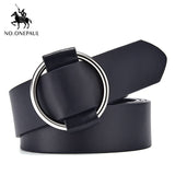 NO.ONEPAUL women belt Genuine Leather New Punk style fashion Pin Buckle jeans Decorative Belt Chain luxury brand belts for women - Boom Boom London