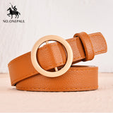 NO.ONEPAUL women belt Genuine Leather New Punk style fashion Pin Buckle jeans Decorative Belt Chain luxury brand belts for women - Boom Boom London