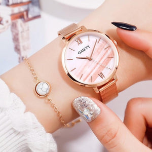 Gaiety Luxury 2 PCS Set Watch Women Rose Gold Water Drill Bracelet Watch Jewelry Ladies Female Hour Casual Quartz Wristwatches - Boom Boom London