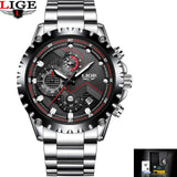 LIGE Top Brand Luxury Mens Fashion Watch Men Sport Waterproof Quartz Watches Men All Steel Army Military Watch Relogio Masculino - Boom Boom London