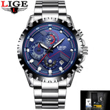 LIGE Top Brand Luxury Mens Fashion Watch Men Sport Waterproof Quartz Watches Men All Steel Army Military Watch Relogio Masculino - Boom Boom London