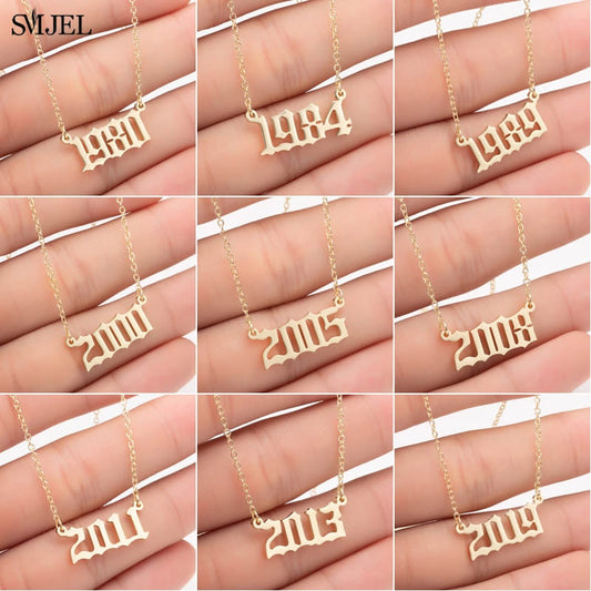 SMJEL Personalize Year Number Necklaces for Women Custom Year 1980 1989 2000 Birthday Gift from 1980 to 2019 - Boom Boom London