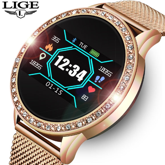 LIGE Ladies Smart Watch Women Blood Pressure Heart Rate Monitor Fitness tracker Sport Smart Band Alarm clock reminder Smartwatch - Boom Boom London