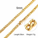 Solid Necklace Curb Chains Link Men Choker Stainless Steel Male Female Accessories Fashion - Boom Boom London