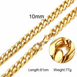 Solid Necklace Curb Chains Link Men Choker Stainless Steel Male Female Accessories Fashion - Boom Boom London