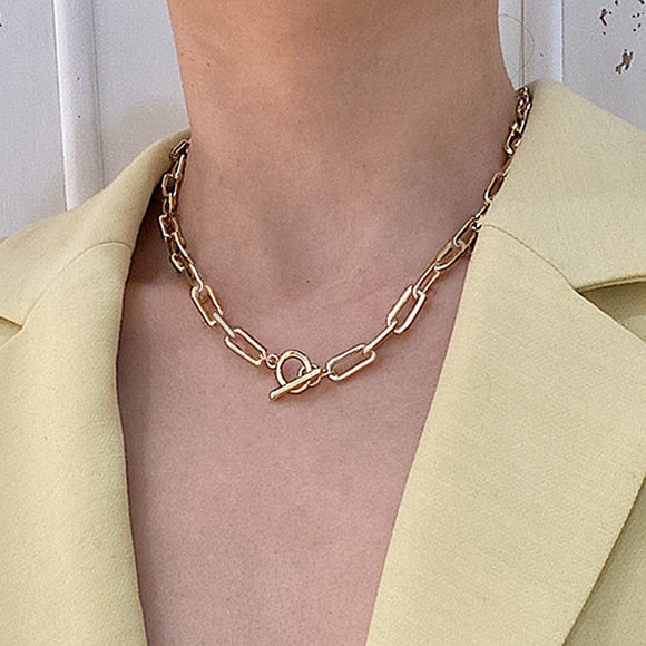 NEW Box Chain Toggle Clasp Gold Necklace Mixed Linked Circle Necklaces for Women Minimalist Choker Necklace collier femme collar - Boom Boom London