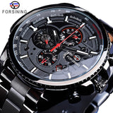 Forsining Three Dial Calendar Stainless Steel Men Mechanical Automatic Wrist Watches Top Brand Luxury Military Sport Male Clock - Boom Boom London