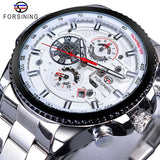 Forsining Three Dial Calendar Stainless Steel Men Mechanical Automatic Wrist Watches Top Brand Luxury Military Sport Male Clock - Boom Boom London