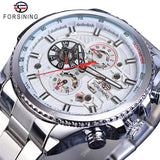 Forsining Three Dial Calendar Stainless Steel Men Mechanical Automatic Wrist Watches Top Brand Luxury Military Sport Male Clock - Boom Boom London