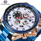 Forsining Three Dial Calendar Stainless Steel Men Mechanical Automatic Wrist Watches Top Brand Luxury Military Sport Male Clock - Boom Boom London