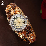 Sandwood Women Flower Butterfly Dress Watch Round Dial Rhinestone Bracelet Wristwatch fashion casual new - Boom Boom London