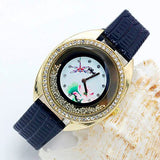 Shsby new top quality leather strap quartz watch rhinestone Rolling beads gold female watches Flower butterfly women dress watch - Boom Boom London