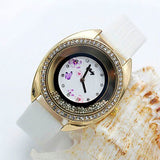 Shsby new top quality leather strap quartz watch rhinestone Rolling beads gold female watches Flower butterfly women dress watch - Boom Boom London