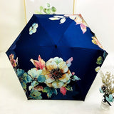 PALIONY New five folding compact and portable ultralight slim pocket mini printed with fashionable flower pattern outdoor travel uv and wind protection women's and children's sunny and rainy umbrella. - Boom Boom London