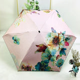 PALIONY New five folding compact and portable ultralight slim pocket mini printed with fashionable flower pattern outdoor travel uv and wind protection women's and children's sunny and rainy umbrella. - Boom Boom London