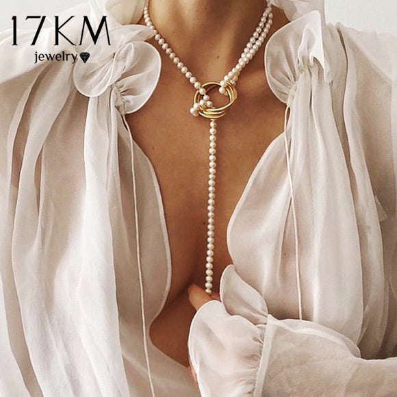 17KM Vintage Pearl Necklaces For Women Fashion Multi-layer Shell Knot Pearl Chain Necklace 2020 NEW Coin Cross Choker Jewelry - Boom Boom London