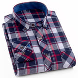 Men's Fashion Outdoor Plaid Brushed Flannel Shirts Single Pocket Long Sleeve Slim-fit Youthful Casual Checkered Cotton Shirt - Boom Boom London