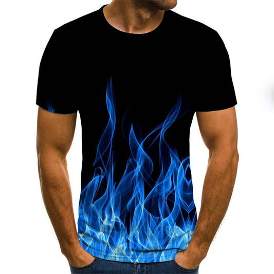 2020 new flame men's T-shirt summer fashion short-sleeved 3D round neck tops smoke element shirt trendy men's T-shirt - Boom Boom London