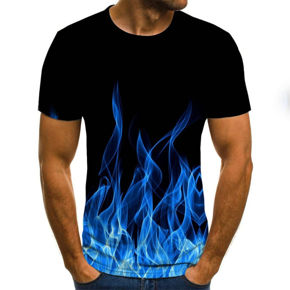 2020 new flame men's T-shirt summer fashion short-sleeved 3D round neck tops smoke element shirt trendy men's T-shirt - Boom Boom London