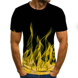 2020 new flame men's T-shirt summer fashion short-sleeved 3D round neck tops smoke element shirt trendy men's T-shirt - Boom Boom London