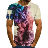 2020 new flame men's T-shirt summer fashion short-sleeved 3D round neck tops smoke element shirt trendy men's T-shirt - Boom Boom London