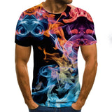 2020 new flame men's T-shirt summer fashion short-sleeved 3D round neck tops smoke element shirt trendy men's T-shirt - Boom Boom London