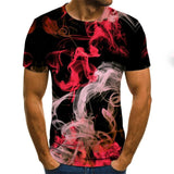 2020 new flame men's T-shirt summer fashion short-sleeved 3D round neck tops smoke element shirt trendy men's T-shirt - Boom Boom London